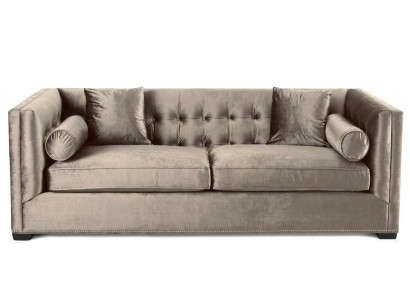 Braun driezits stoffen woonkamer gestoffeerde sofa banken Chesterfield design couchen