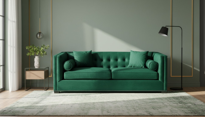 Chesterfield groene stoffen woonkamerbanken bekleding sofa driezitsbanken.