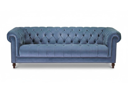 Hemelsblauwe driezits stoffen Chesterfield-design bankstellen gestoffeerde banken Origineel Nieuw