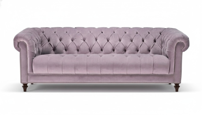 Paarse driezits stoffen Chesterfield-designbanken gestoffeerde banken origineel fluweel