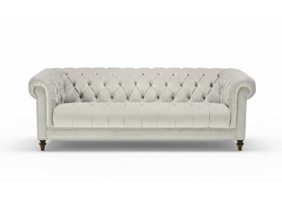 Zilveren driezits stoffen design bankstellen gestoffeerde bankstellen originele Chesterfield nieuw