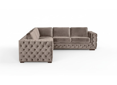 Chesterfield bank luxe fluweel stof banken sofa set knopen bekleding nieuw Beige