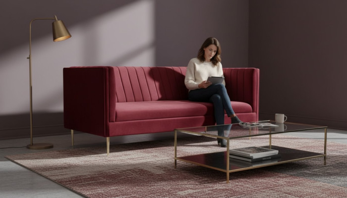 Bordeaux rot Luxe Bank Bekleding sofa bordeaux tweezitsbanken banken woonkamer