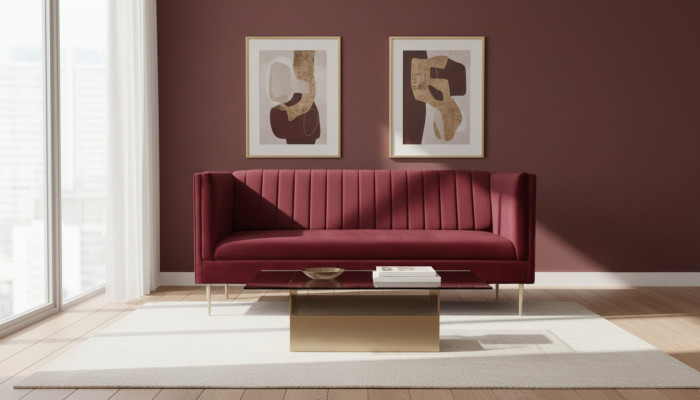 Bordeaux rot Luxe Bank Bekleding sofa bordeaux tweezitsbanken banken woonkamer