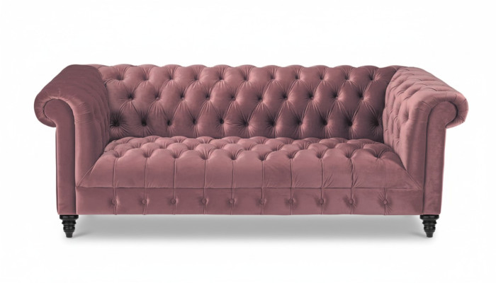 Fuchsia fluwelen bank Luxe Chesterfield-meubels Bank met knopen Driezits