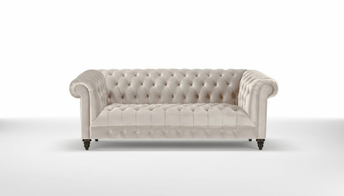 Chesterfield Beige fluwelen bank Luxe gestoffeerde meubels Bank met knopen Driezitsbank