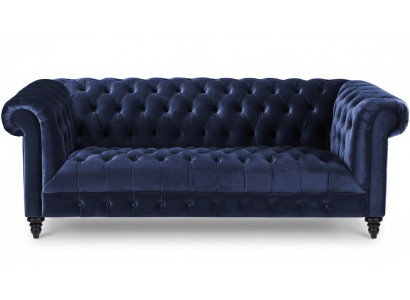 Navy Blue Driepersoons stoffen Chesterfield design bankstel 220cm nieuw