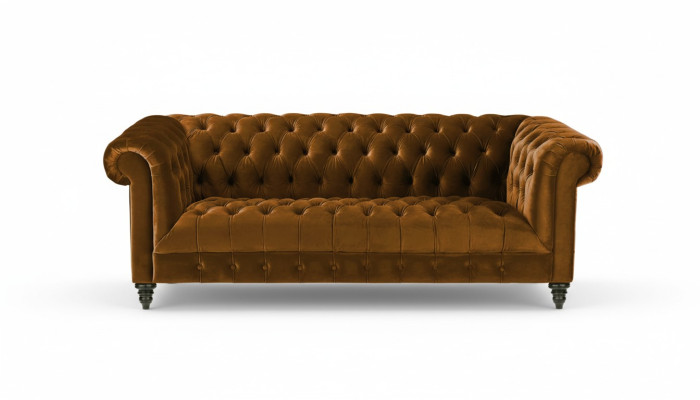 Driepersoons Chesterfield Bruin Stoffen Bank Nieuw Origineel Design Bankstellen Bekleding