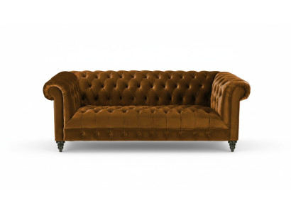 Driepersoons Chesterfield Bruin Stoffen Bank Nieuw Origineel Design Bankstellen Bekleding