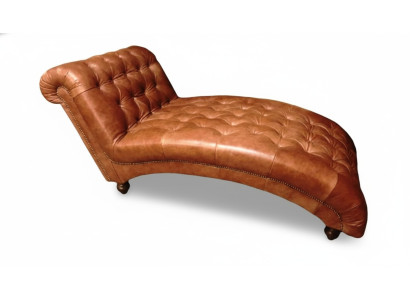Chesterfield bruine chaise longue meubels ligstoel moderne woonkamer
