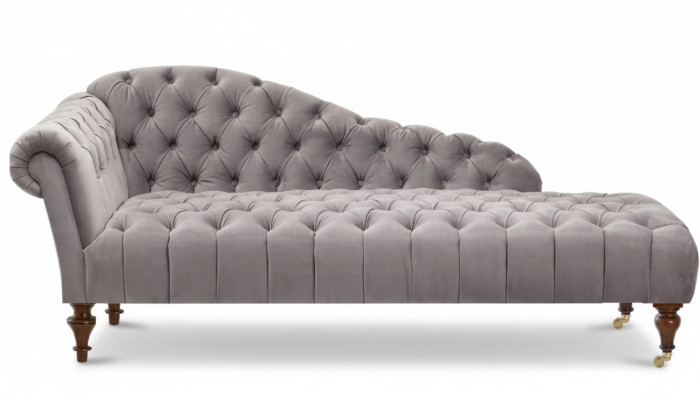 Chaiselongue Klassieke Meubels Beige Woonkamer Bank Stof Chesterfield