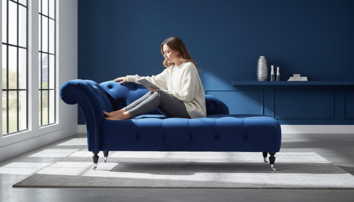 Elegante ligstoel Chesterfield ligstoelen met knopen fluweelse ligstoel chaise longue