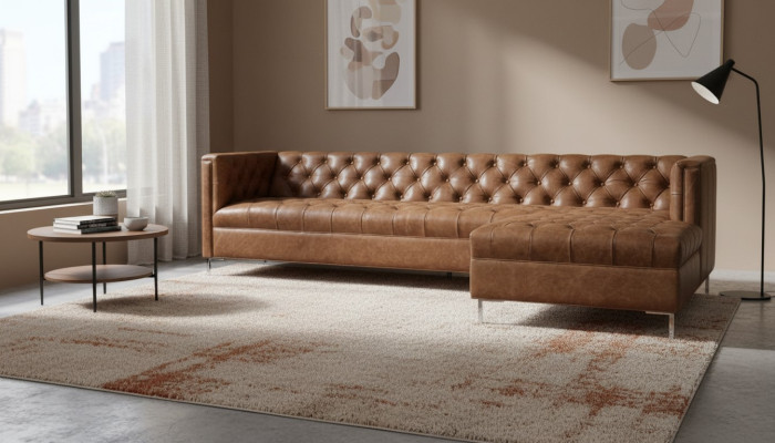 Bruine hoekbank in westerse stijl hoekbank hoekbank bank bankstel bekleding