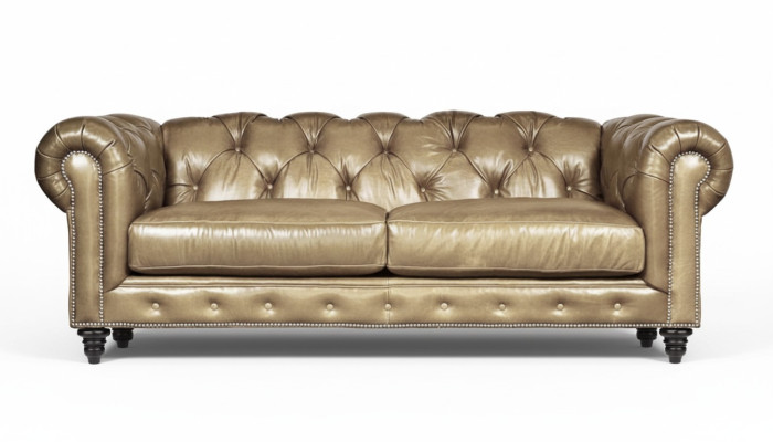 Lichtbruine driezits leren Chesterfield woonkamer design bank Chesterfield nieuw