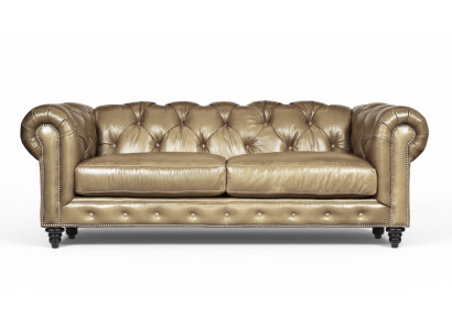 Lichtbruine driezits leren Chesterfield woonkamer design bank Chesterfield nieuw