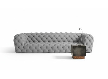 Grijze Chesterfield woonkamer modern design banken sofa meubilair stof groot XXL nieuw
