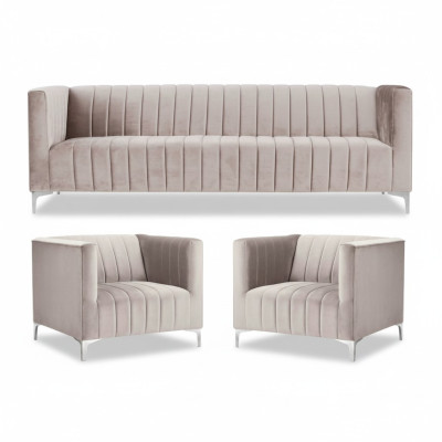 Beige sofa set Chesterfield meubels modern design textiel woonkamer banken