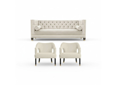 Beige Chesterfield Bank Fluwelen Sofa Sofaset banken Sofa’s Bekleding 311 Zitplaatsen