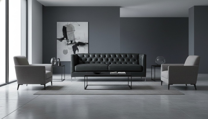 Inrichting woonkamer sofa design banken zwart Italiaanse stijl meubels stof