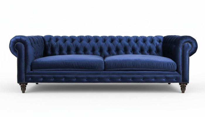 Blauwe Chesterfield driezitsbank modern design banken sofa meubelstoffering nieuwe stoffen sofa's.