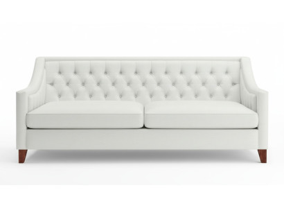 Witte driezits Chesterfield, modern design bankstel van textiel, nieuw origineel meubel.