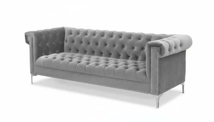 Grijze Chesterfield driezits stoffen woonkamer design bankstellen gestoffeerde banken Nieuw