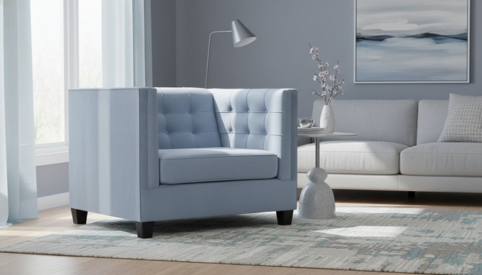Blauwe Chesterfield fauteuil Woonkamer Textiel Stof Creatief Meubilair Modern