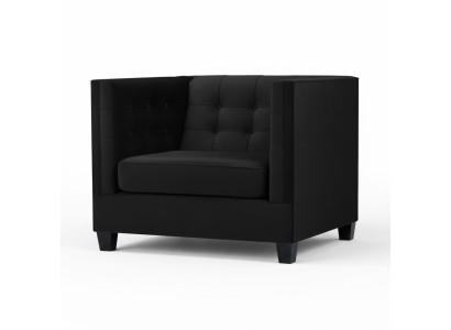 Chesterfield fauteuil, creatief meubel, textielstof, zwart, nieuw, woonkamer.