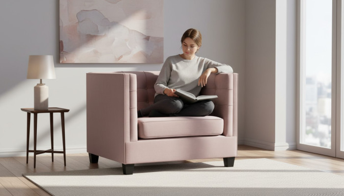 Fauteuil Chesterfield Textiel Stof Creatief Meubilair Nieuw Modern Woonkamer Paars