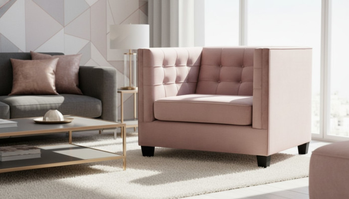 Fauteuil Chesterfield Textiel Stof Creatief Meubilair Nieuw Modern Woonkamer Paars