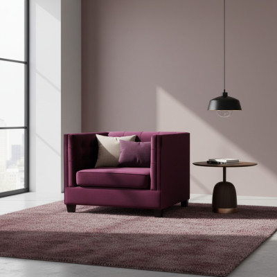 Fauteuil Chesterfield Textiel Stof Paars Creatief Meubilair Nieuw Woonkamer Modern