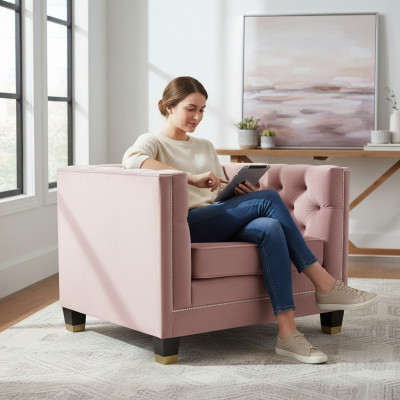 Fauteuil Chesterfield textiel paars creatief meubilair nieuw modern woonkamer