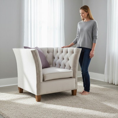 Fauteuil textiel stof licht grijs Creatief meubilair Nieuw Woonkamer Modern