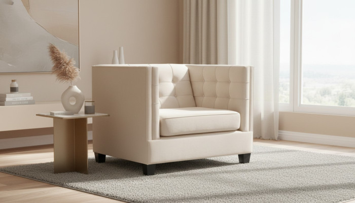 Fauteuil Modern Chesterfield Textiel Stof Wit Creatief Loft Meubilair Nieuw Woonkamer