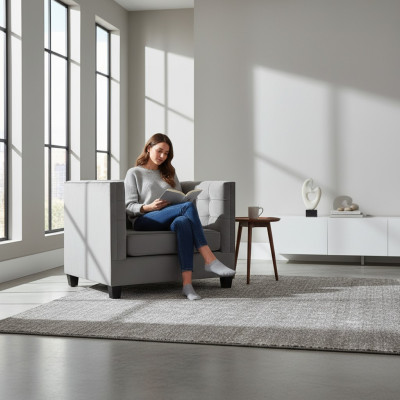 Fauteuil Chesterfield Stof Grijs Nieuw Moderne Creatieve Woonkamer