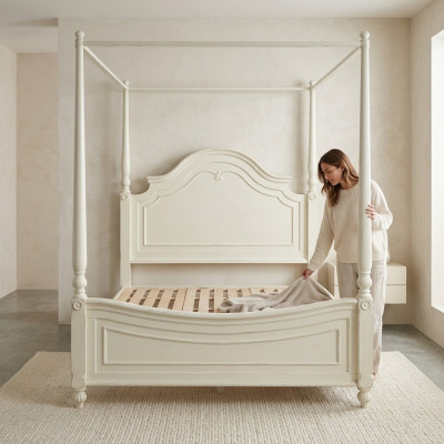 Hemelbed Echte Houten Bedden Ontwerp Luxe Klassieke Slaapkamermeubels Nieuw