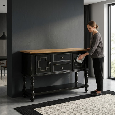Ladenkast Dressoir Console Houten kast Kapstok Dressoir Designmeubels Zwart