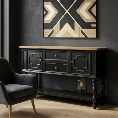 Ladenkast Dressoir Console Houten kast Kapstok Dressoir Designmeubels Zwart