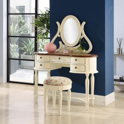 Klassieke kaptafel spiegel luxe console kruk make-up tafel landhuis nieuw