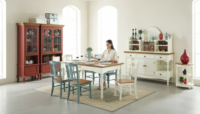 Ontwerper eetkamer meubels 8-delige set tafel stoelen dressoir dressoir groep garnituur