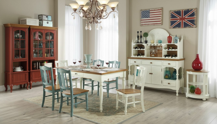 Ontwerper eetkamer meubels 8-delige set tafel stoelen dressoir dressoir groep garnituur