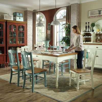 Eettafel 6x stoelen eetkamer set groep meubilair tafel zitgroep 7-delig hout nieuw