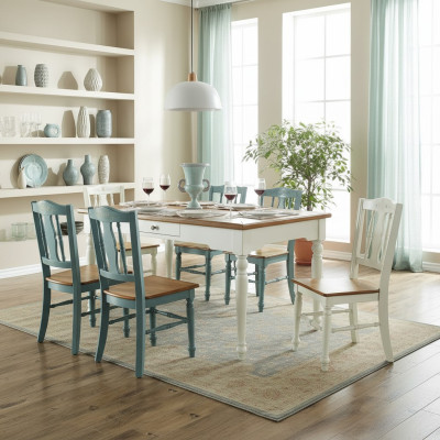 Eettafel 6x stoelen eetkamer set groep meubilair tafel zitgroep 7-delig hout nieuw