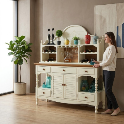 Opstellen meubels dressoir console bijzettafel houten plank kast woonkamer hout luxe