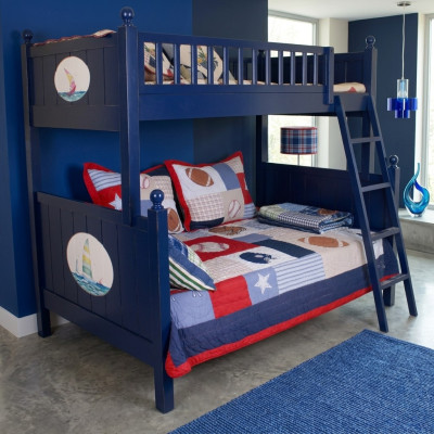 Klassiek kinderbed stapelbed blauw hoogslaper speelbed kinderbed stapelbed