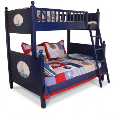 Klassiek kinderbed stapelbed blauw hoogslaper speelbed kinderbed stapelbed