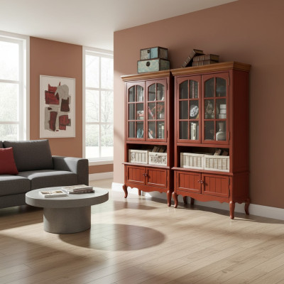 Luxe kast hout meubelen kasten vitrinekast plank archiefkast glazen kast antiek
