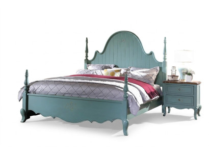 Landhuis Slaapkamer Blauw Bed Hout Klassieke Meubels Bedden 180x200cm Set Nieuw