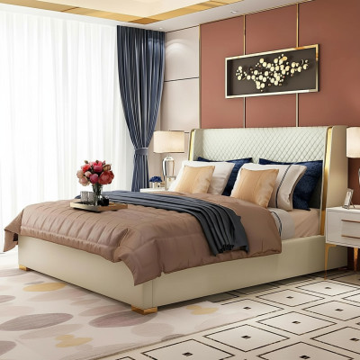 Ontwerper gestoffeerd bed bedden stof hout luxe tweepersoonsbed 180x200cm tweepersoonsbed