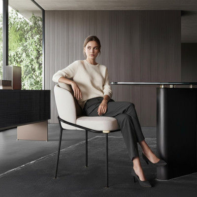 Eetkamer 1x Stoel Stoelen Bekleding Textiel Modern Designer Leun Zit Fauteuil